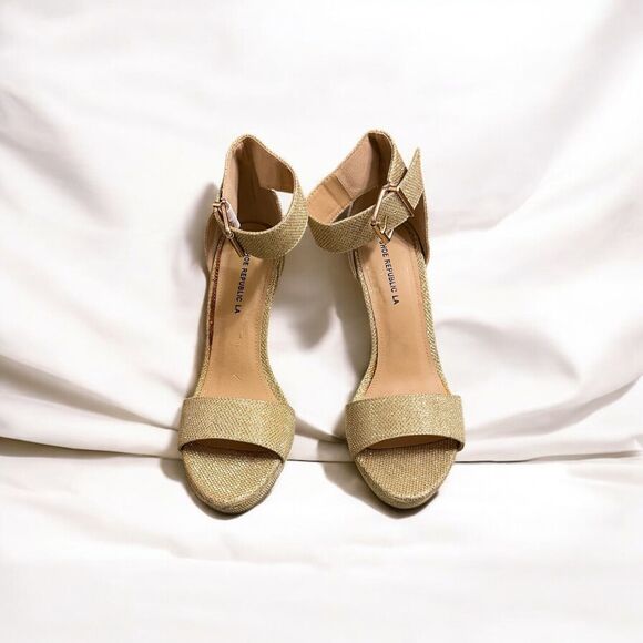 Shoe Republic LA Heels Size 9 - Glittery Gold - Picture 1 of 7